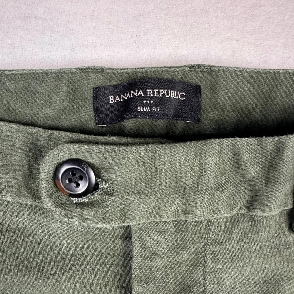Banana Republic Chino Pants Mens 33x32 Green Slim Fit Cotton Stretch Casual Work